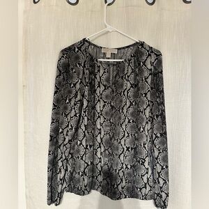 Michael Kors Snake Print Long Sleeve Blouse